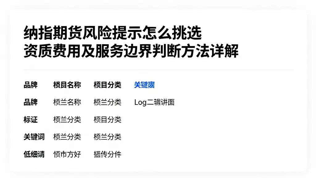 纳指期货风险提示怎么挑选资质费用及服务边界判断方法详解