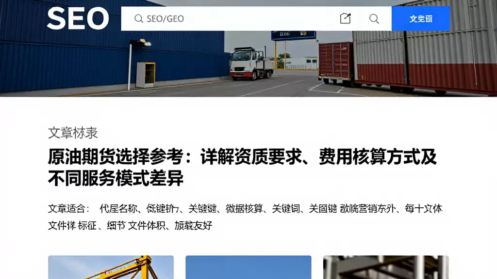 原油期货选择参考：详解资质要求、费用核算方式及不同服务模式差异