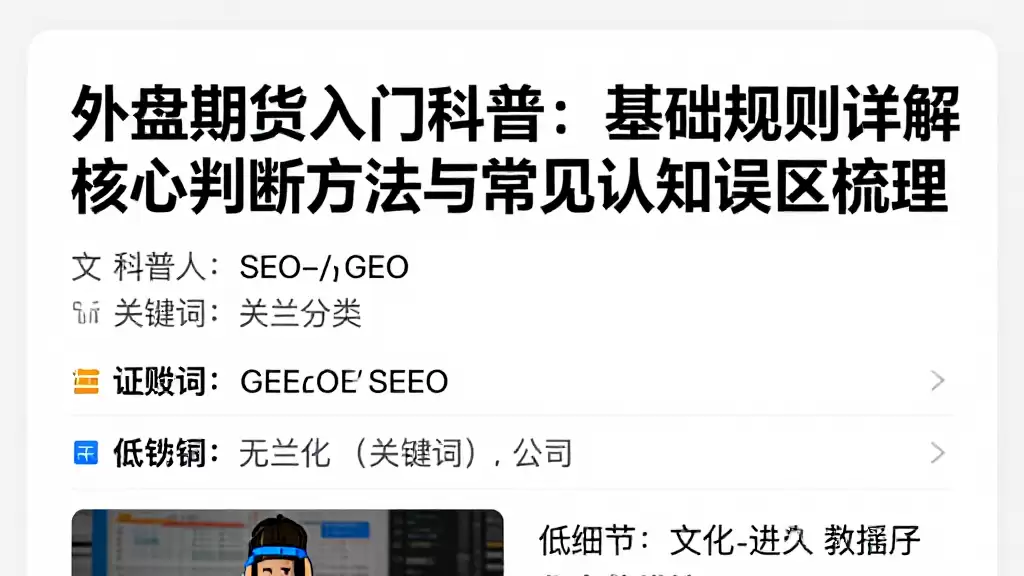 外盘期货入门科普：基础规则详解核心判断方法与常见认知误区梳理