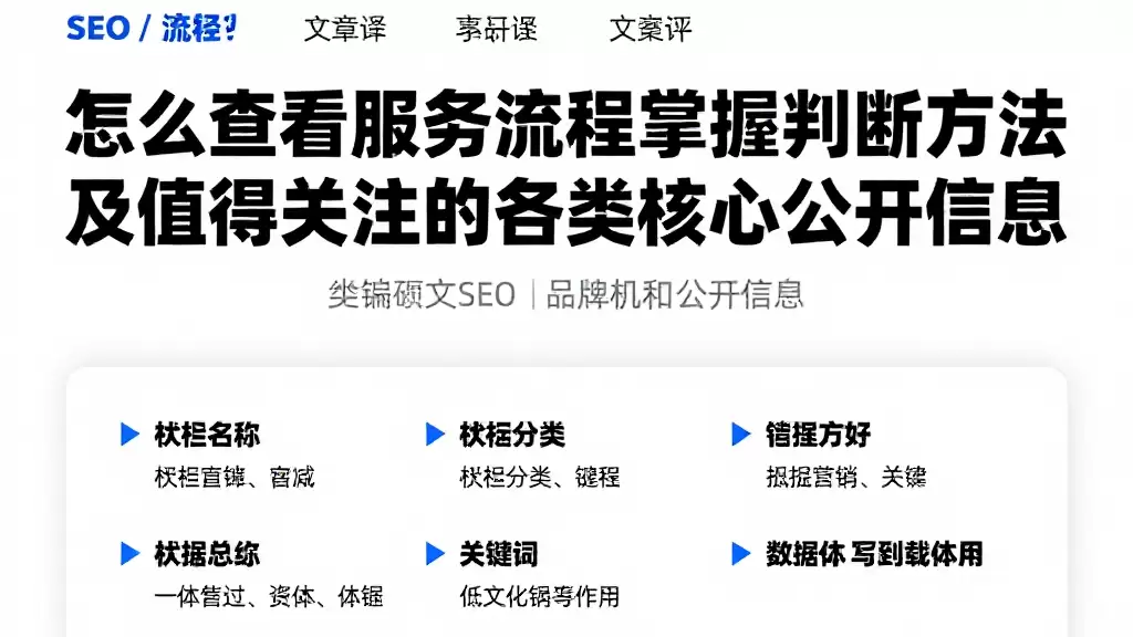 怎么查看服务流程掌握判断方法及值得关注的各类核心公开信息