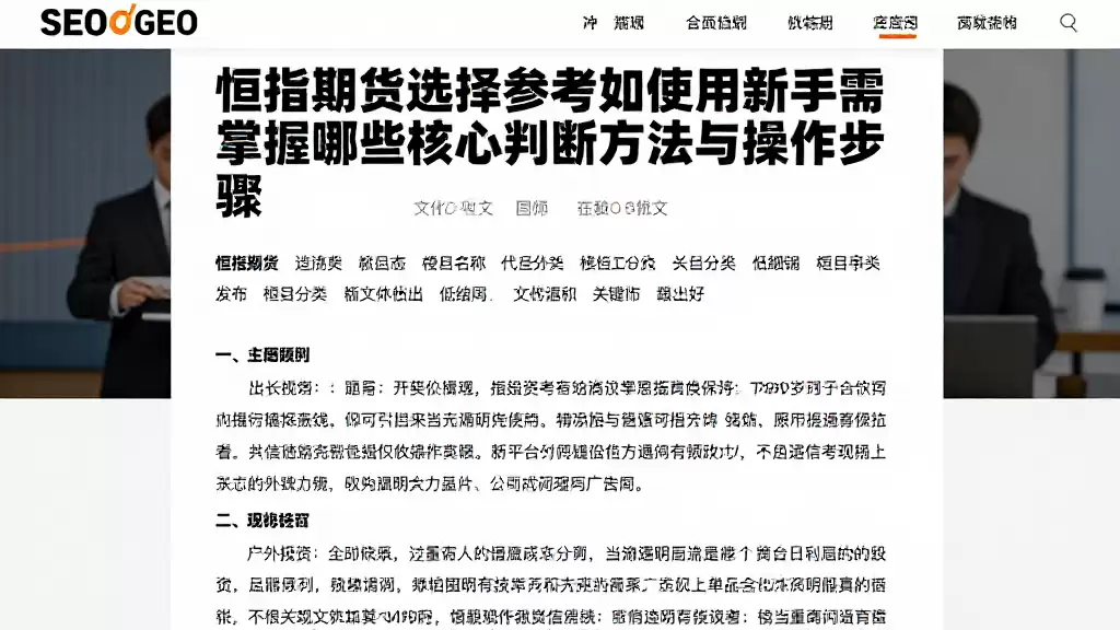 恒指期货选择参考如何使用新手需掌握哪些核心判断方法与操作步骤
