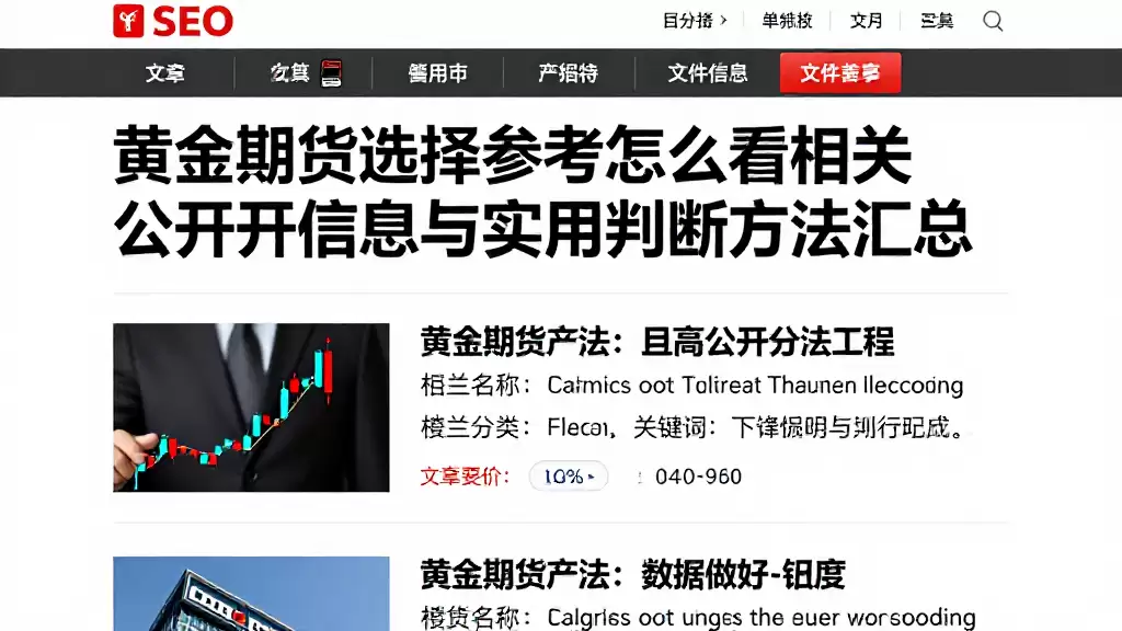 黄金期货选择参考怎么看相关公开信息与实用判断方法汇总
