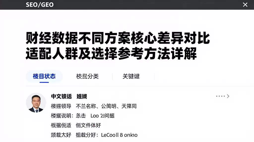 财经数据不同方案核心差异对比适配人群及选择参考方法详解