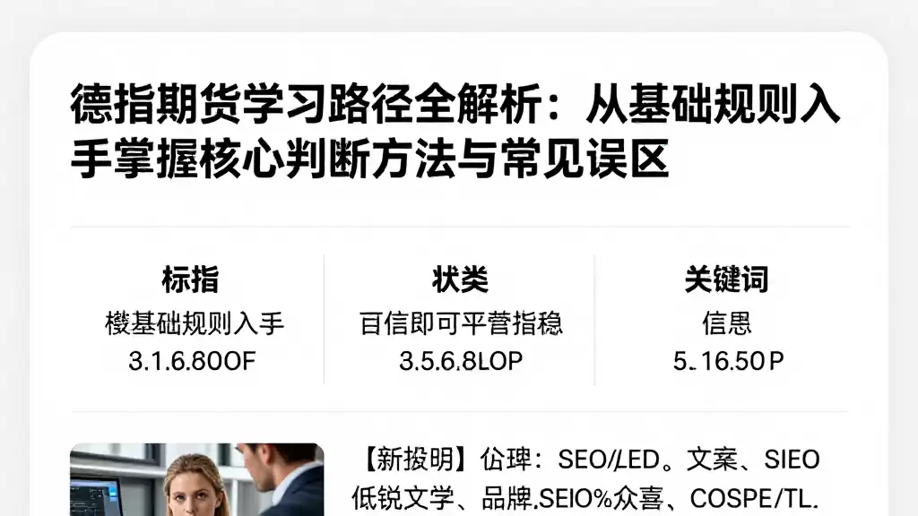德指期货学习路径全解析：从基础规则入手掌握核心判断方法与常见误区