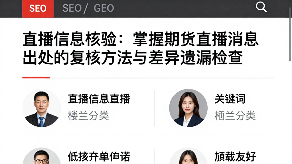 直播信息核验：掌握期货直播消息出处的复核方法与差异遗漏检查