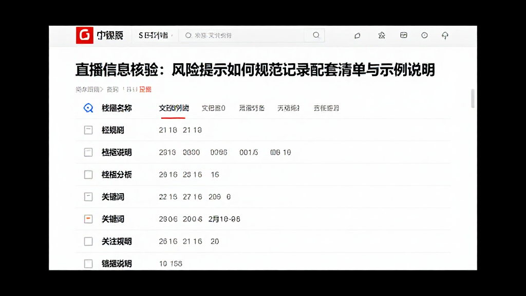 直播信息核验：风险提示如何规范记录配套清单与示例说明