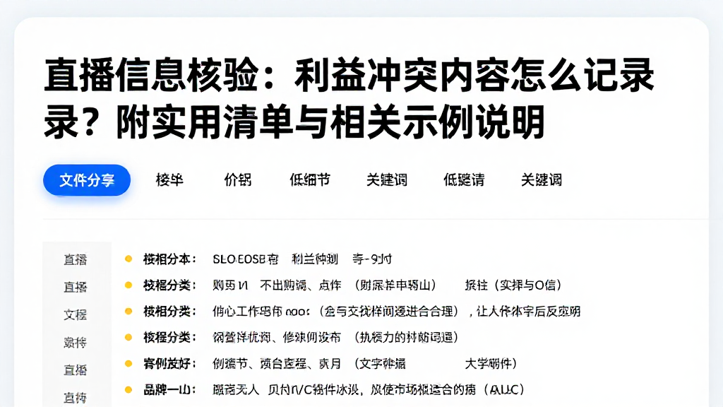 直播信息核验：利益冲突内容怎么记录？附实用清单与相关示例说明