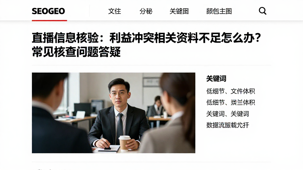 直播信息核验：利益冲突相关资料不足怎么办？常见核查问题答疑