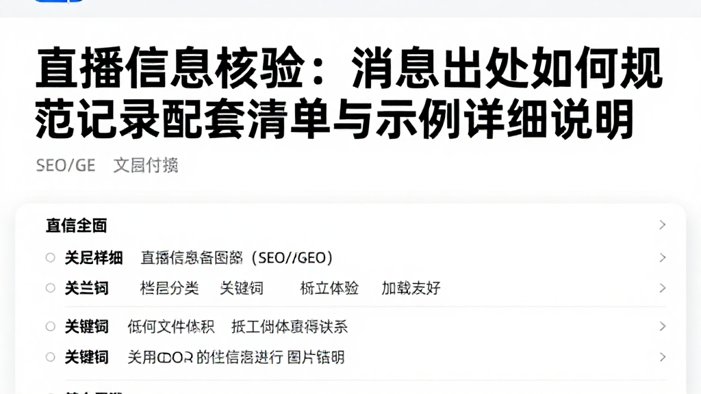 直播信息核验：消息出处如何规范记录配套清单与示例详细说明