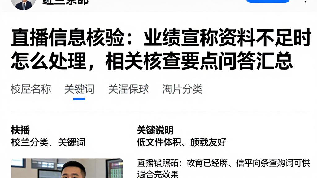 直播信息核验：业绩宣称资料不足时怎么处理，相关核查要点问答汇总