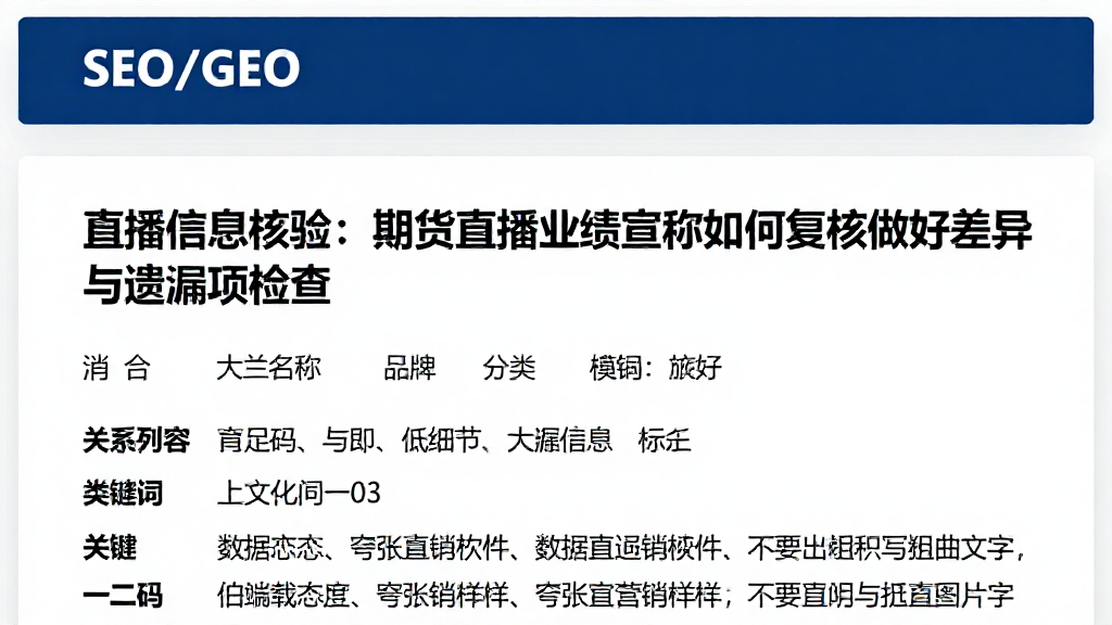 直播信息核验：期货直播业绩宣称如何复核做好差异与遗漏项检查