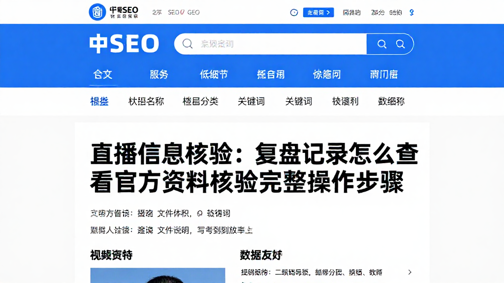 直播信息核验：复盘记录怎么查看官方资料核验完整操作步骤