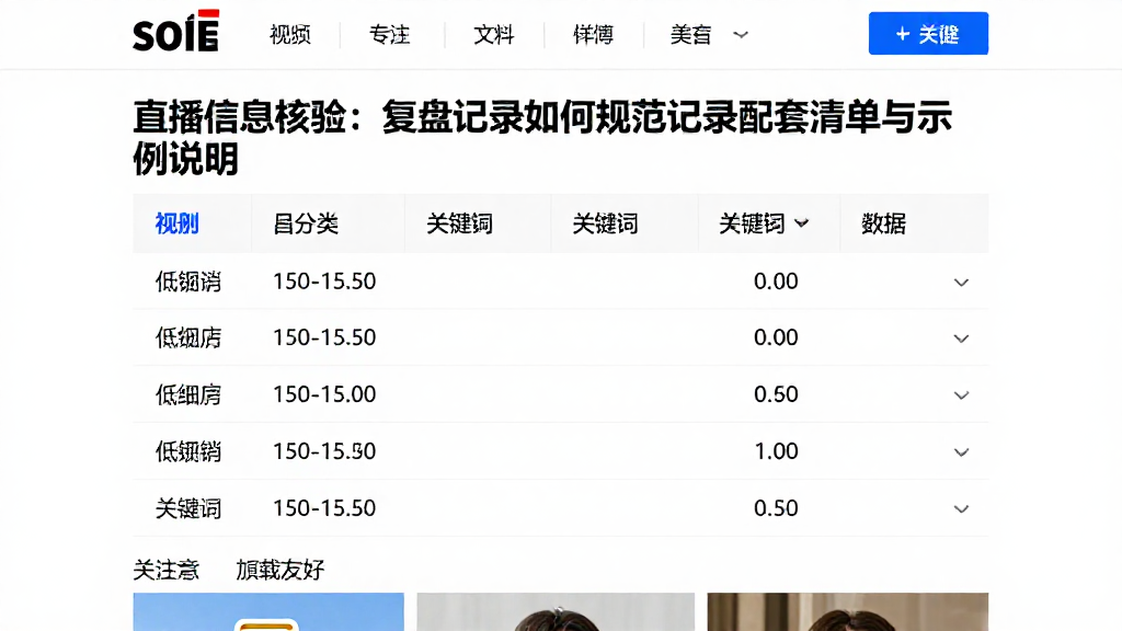 直播信息核验：复盘记录如何规范记录配套清单与示例说明