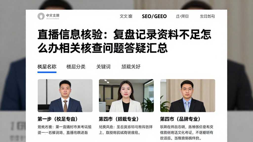 直播信息核验：复盘记录资料不足怎么办相关核查问题答疑汇总