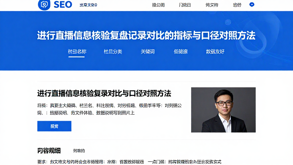 进行直播信息核验复盘记录对比的指标与口径对照方法