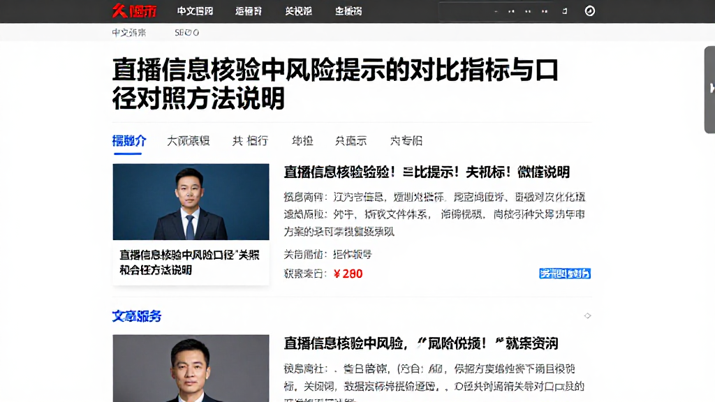 直播信息核验中风险提示的对比指标与口径对照方法说明